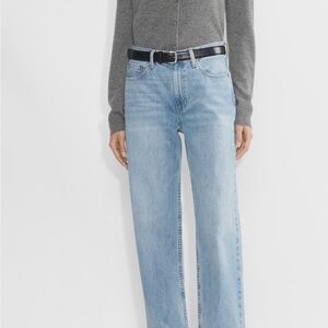 Aritzia Essential Leather Belt Black Silver Size S